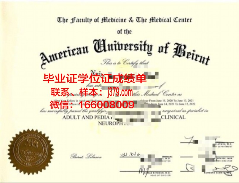 贝鲁特阿拉伯大学学历证书