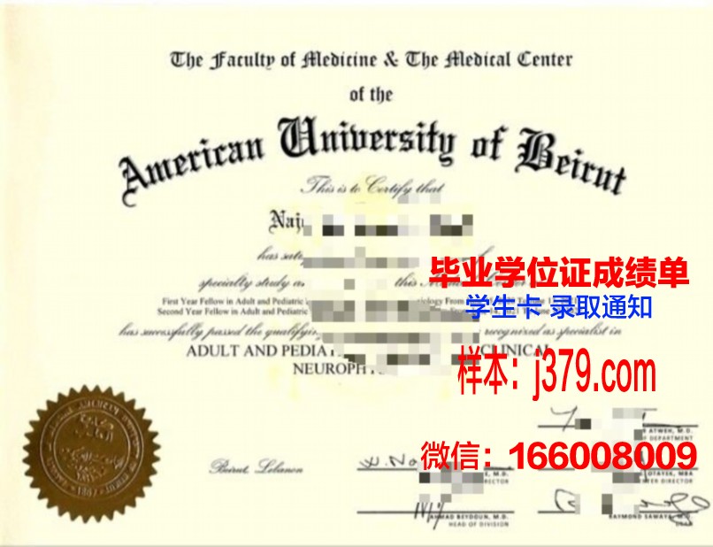 贝鲁特阿拉伯大学学位证书