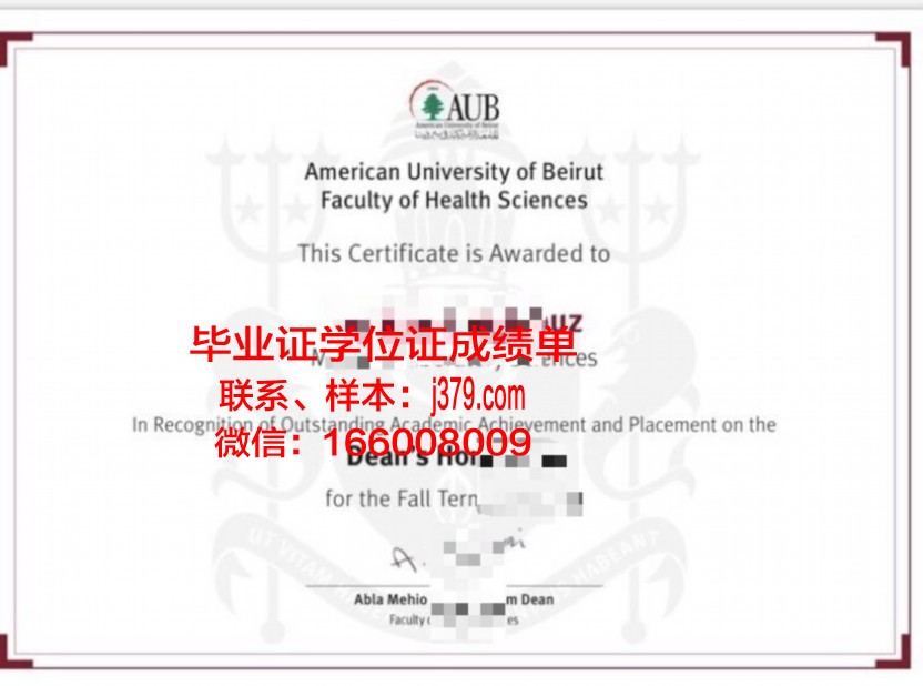 贝鲁特美国大学毕业证照片(贝鲁特美国大学申请)