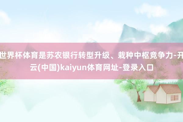 世界杯体育是苏农银行转型升级、栽种中枢竞争力-开云(中国)kaiyun体育网址-登录入口