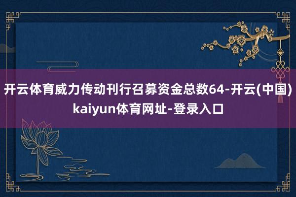 开云体育威力传动刊行召募资金总数64-开云(中国)kaiyun体育网址-登录入口