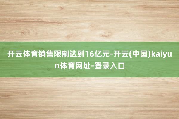 开云体育销售限制达到16亿元-开云(中国)kaiyun体育网址-登录入口